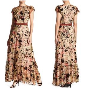 Iren Klairie Ruffle Silk Velvet Maxi Dress Large